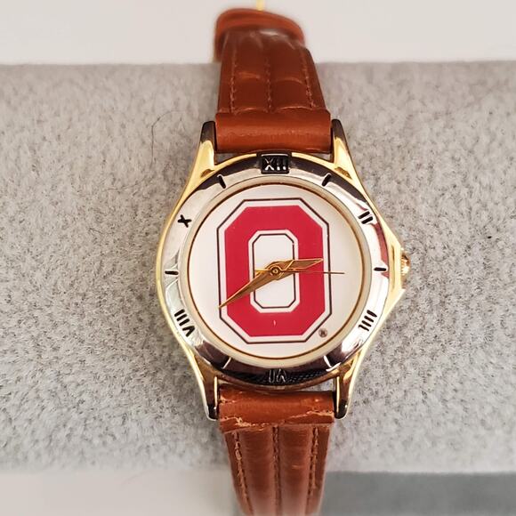 Ohio State Buckeyes Women's Watch Gold Tone Brown Band - Picture 11 of 11